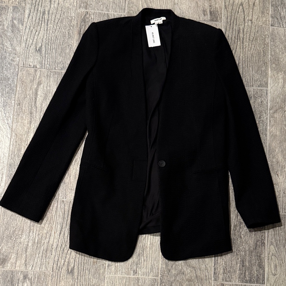 Helmut Lang Black Single-Button Tailored Blazer